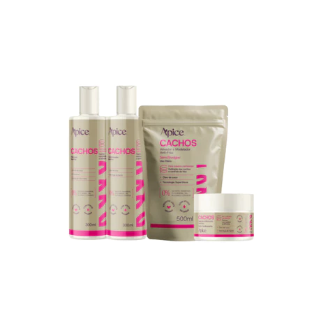 Kit 4 Cachos shampoo condicionador e máscara refil Apice