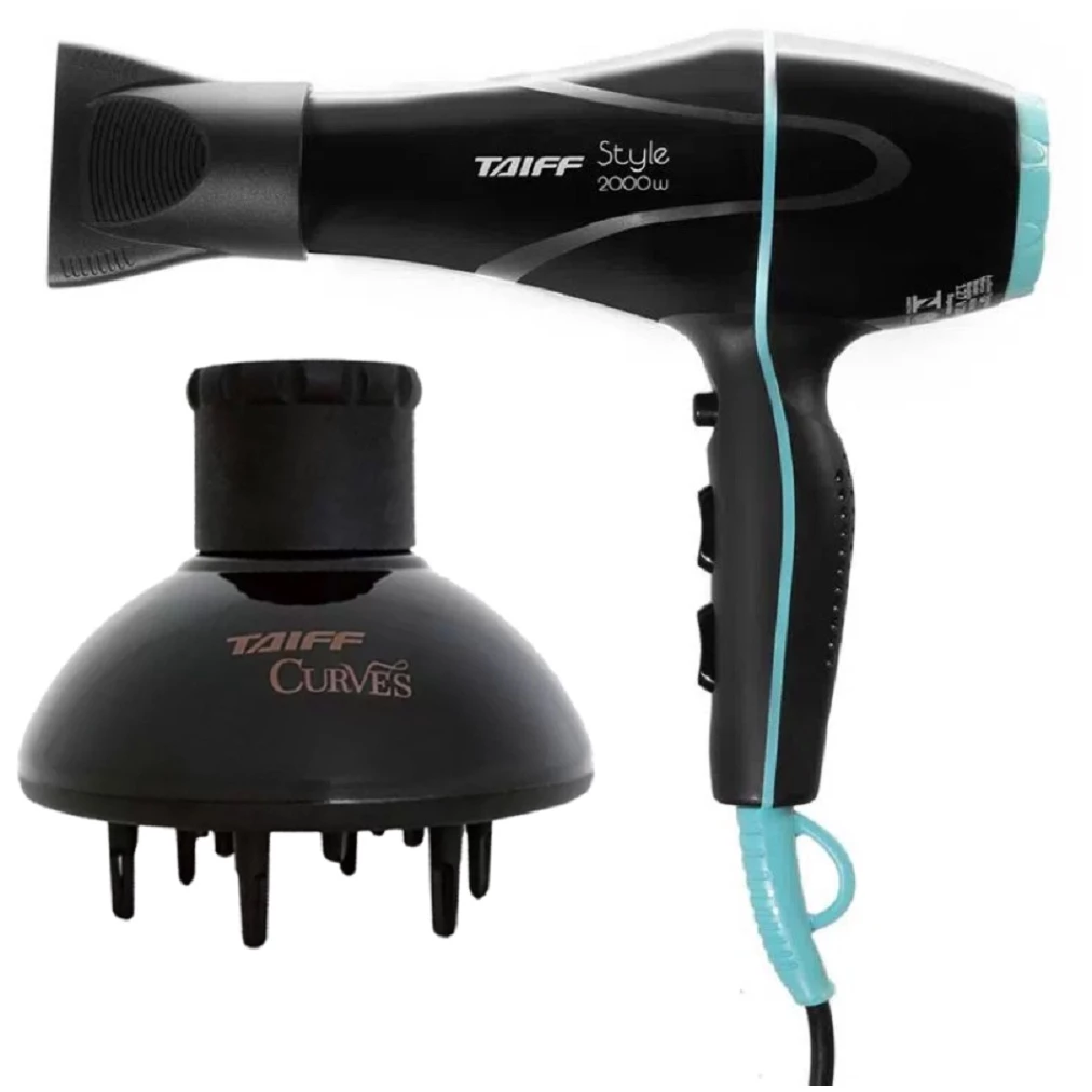 Secador Taiff Style 2000W Profissional com Difusor de Cachos Taiff Curves