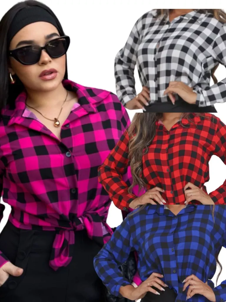 Camisa Xadrez Moda Feminina Quadriculadas Festa Junina Estilosa Tendência 2026