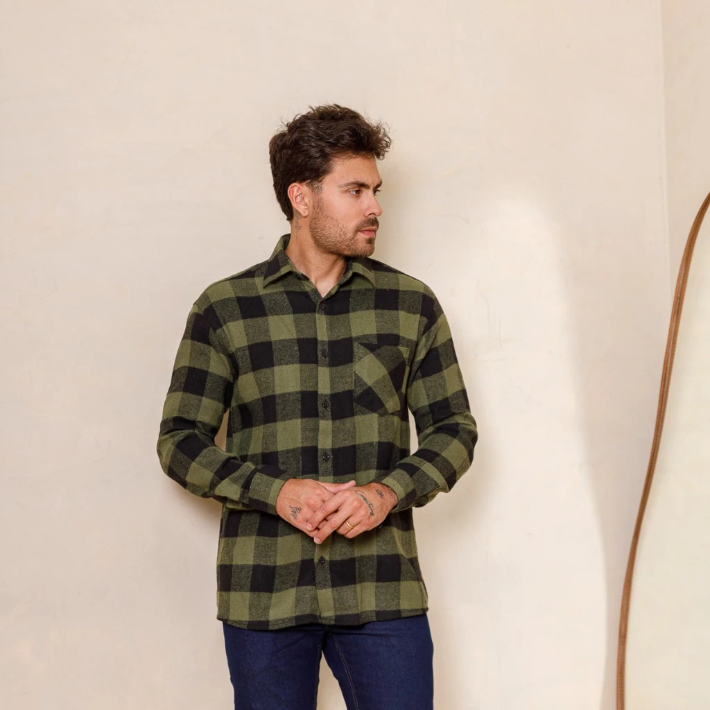 Camisa Xadrez Flanela Flanelada Blusa Masculina Manga Longa Festa Junina Vida Loca