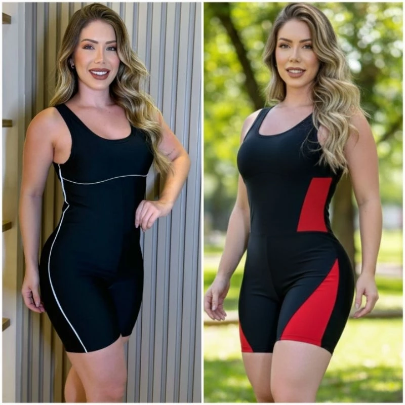 Roupa de academia moda feminina kit 2 macaquinho fitnes