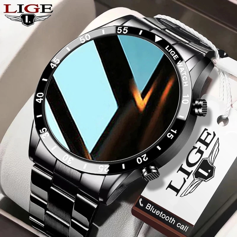 LIGE Smartwatch Relógio Inteligente Monitor De Frequência Cardíaca Para Homens Atividade Masculina Com Aço À Prova D’água Ao Ar Livre Relógios Esportivos Bluetooth Chamada